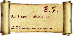 Biringer Fabióla névjegykártya