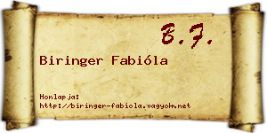 Biringer Fabióla névjegykártya
